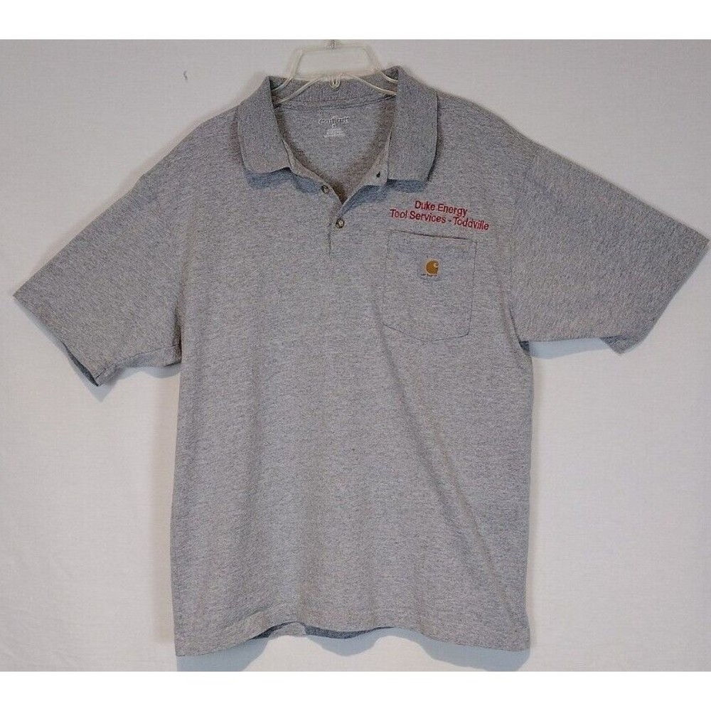 Carhartt / Duke Energy Men's Contractors Work Polo Size Large Grey